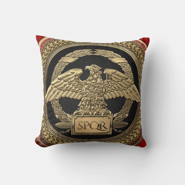 [400] Gold Roman Imperial Eagle on Gold Medallion Throw Pillow (Front)