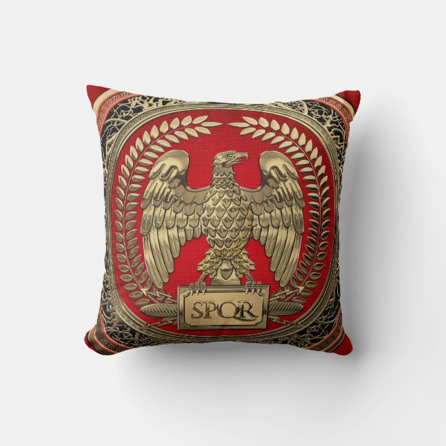 [400] Gold Roman Imperial Eagle Throw Pillow (Front)