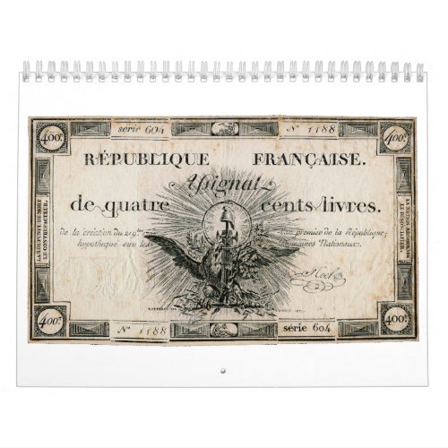 400 Livres French Revolution Assignat Bank Note Calendar