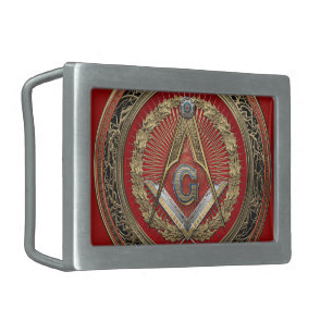 [400] Master Mason - Gold Square & Compasses Belt Buckle