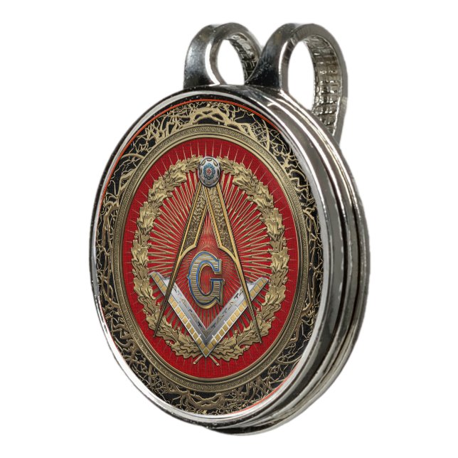 [400] Master Mason - Gold Square & Compasses Golf Hat Clip (3/4)