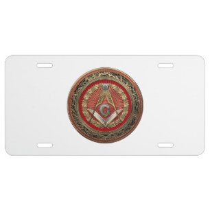 [400] Master Mason - Gold Square & Compasses License Plate