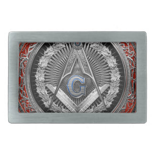 [400] Master Mason - Silver Square & Compasses Belt Buckle