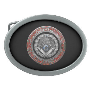 [400] Master Mason - Silver Square & Compasses Belt Buckle