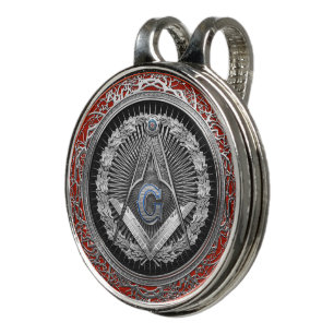[400] Master Mason - Silver Square & Compasses Golf Hat Clip