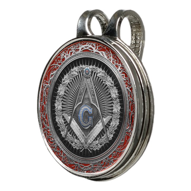[400] Master Mason - Silver Square & Compasses Golf Hat Clip (3/4)