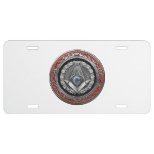 [400] Master Mason - Silver Square & Compasses License Plate