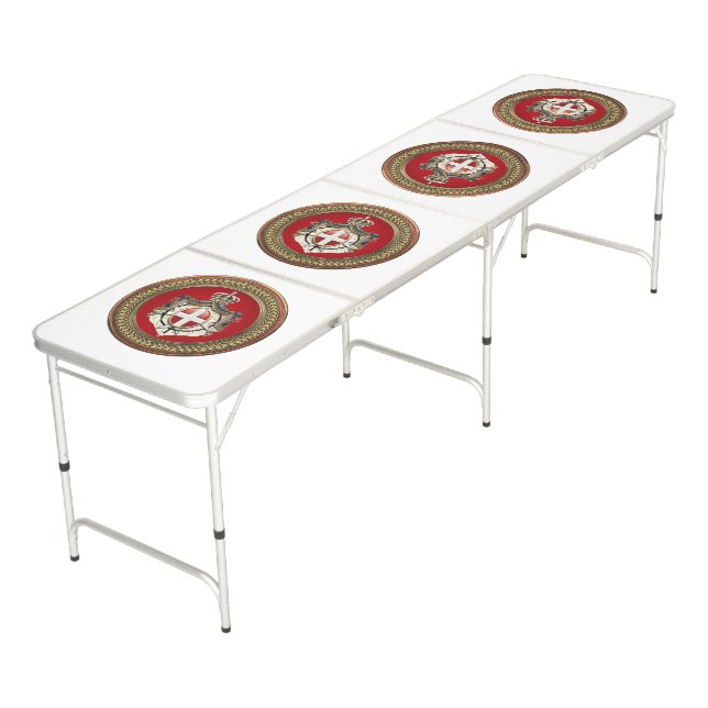 [400] Order of Malta - SMOM Coat of Arms Beer Pong Table (Angled)