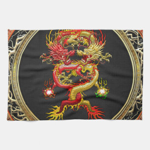 [400] Red and Yellow Dragons Kitchen Towel