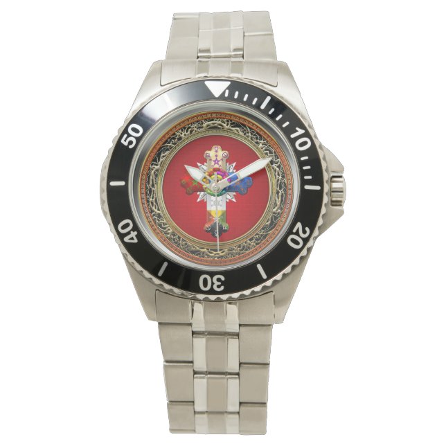 [400] Rosy Cross (Rose Croix) on Red & Gold Watch (Front)