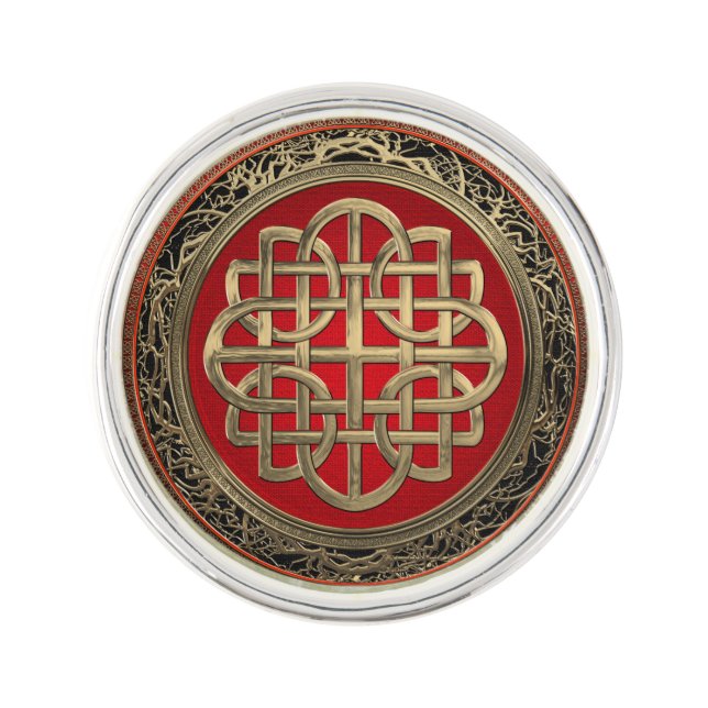 [400] Sacred Celtic Gold Knot Cross Lapel Pin (Front)