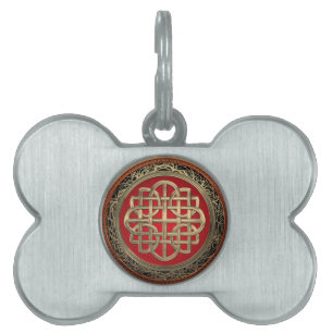 [400] Sacred Celtic Gold Knot Cross Pet ID Tag