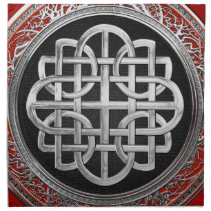 [400] Sacred Celtic Silver Knot Cross Cloth Napkin