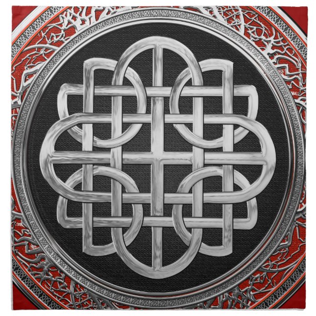 [400] Sacred Celtic Silver Knot Cross Cloth Napkin (Front)