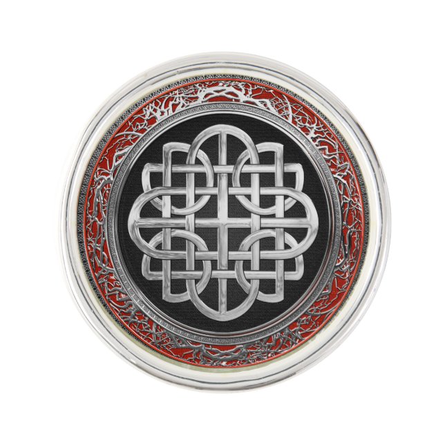 [400] Sacred Celtic Silver Knot Cross Lapel Pin (Front)