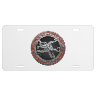 [400] Sacred Silver Octopus in Defensive Posture License Plate