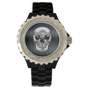 [400] Silver Human Skull Watch