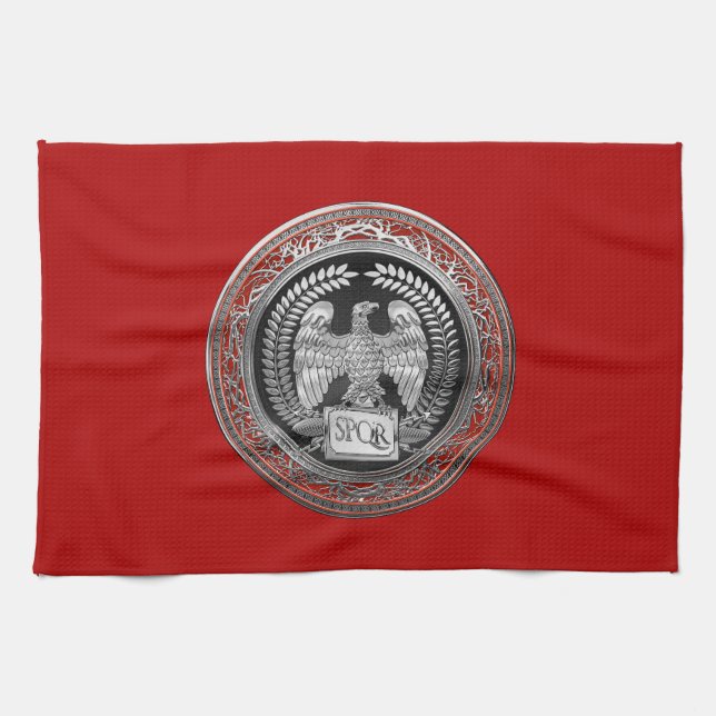 [400] Silver Roman Imperial Eagle Kitchen Towel (Horizontal)