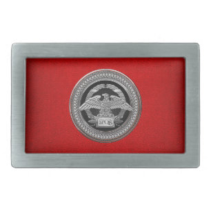 [400] Silver Roman Imperial Eagle over Medallion Belt Buckle