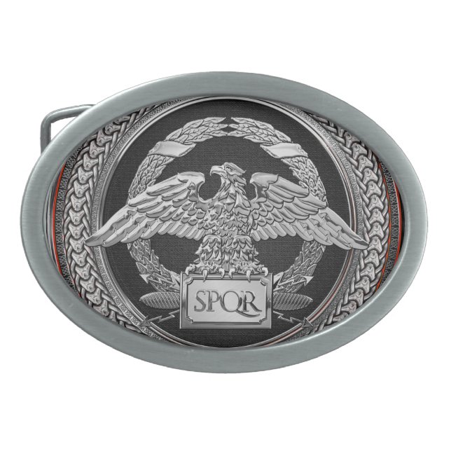 [400] Silver Roman Imperial Eagle over Medallion Belt Buckle (Front)