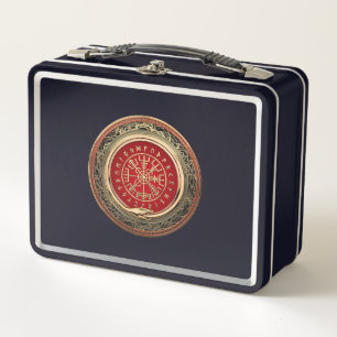 [400] Vegvisir - Viking Gold Magic Runic Compass Metal Lunch Box