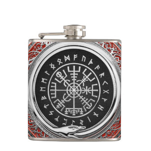 [400] Vegvisir - Viking Silver Magic Runic Compass Flask