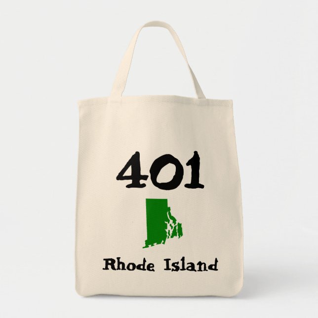 401, Area Code of Rhode Island (Cranston, Bristol) Tote Bag (Front)