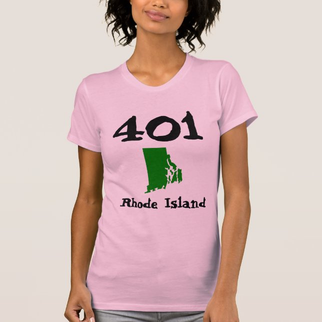 401, Area Code of Rhode Island RI (Cranston) T-Shirt (Front)