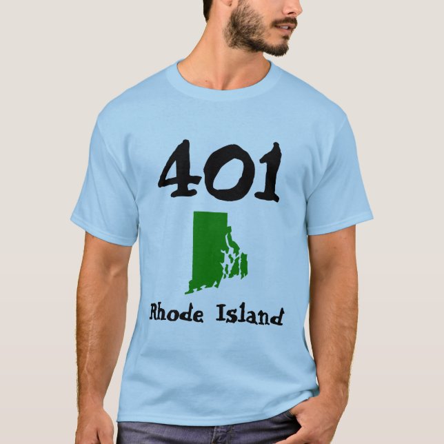 401, Area Code of Rhode Island RI Ocean State T-Shirt (Front)