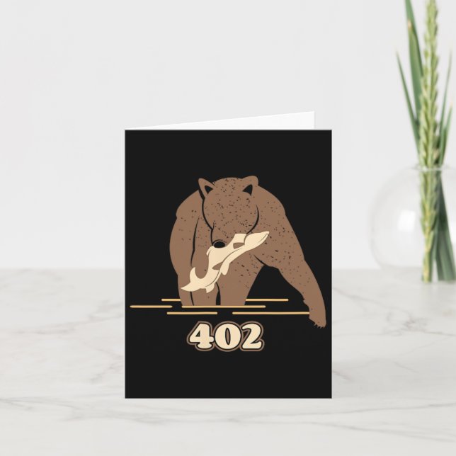 402 Fishing Bear Fat Brown Grizzly Lover Beartober Card (Front)
