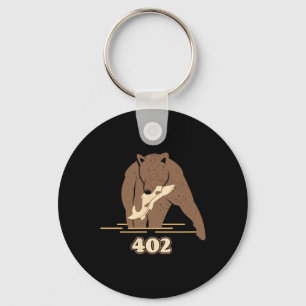 402 Fishing Bear Fat Brown Grizzly Lover Beartober Keychain
