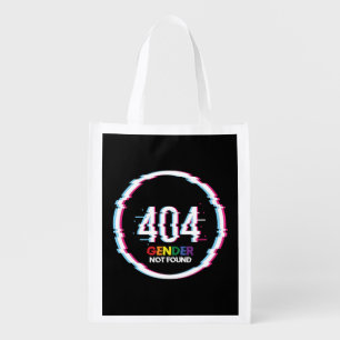 404 Gender Not Found Funny LGBTQ Pride Grocery Bag