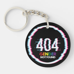 404 Gender Not Found Funny LGBTQ Pride Keychain