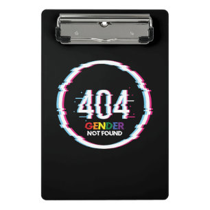 404 Gender Not Found   Funny LGBTQ   Pride Mini Clipboard