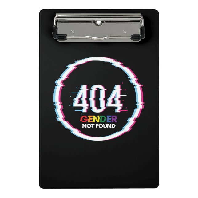 404 Gender Not Found | Funny LGBTQ | Pride Mini Clipboard (Front)