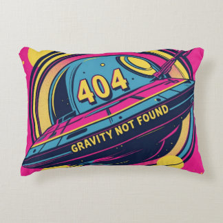 404 Gravity Not Found – Retro Space Pop Art Accent Pillow