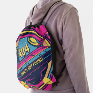 404 Gravity Not Found – Retro Space Pop Art Drawstring Bag