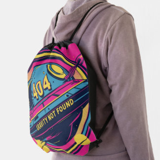 404 Gravity Not Found – Retro Space Pop Art Drawstring Bag