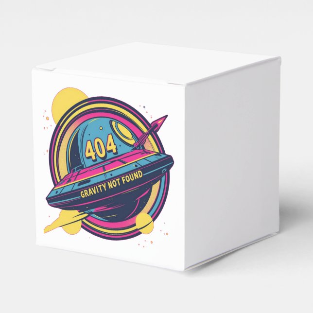 404 Gravity Not Found – Retro Space Pop Art Favor Boxes (Front Side)