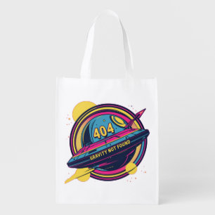 404 Gravity Not Found – Retro Space Pop Art Grocery Bag