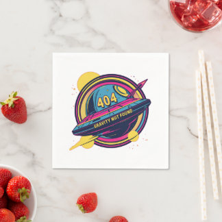 404 Gravity Not Found – Retro Space Pop Art Napkins