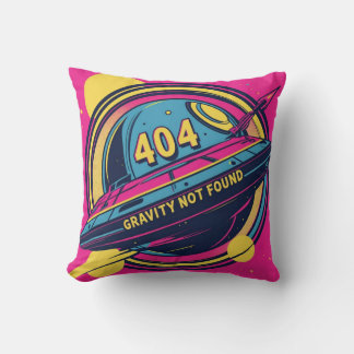 404 Gravity Not Found – Retro Space Pop Art Throw Pillow
