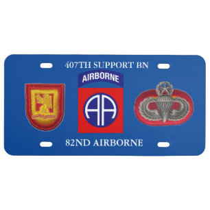 407TH SUPPORT BN 82ND ABN LICENSE PLATE