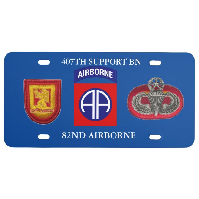 407TH SUPPORT BN 82ND ABN LICENSE PLATE (Front)