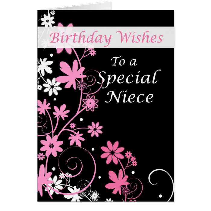 4084 Niece Birthday Wishes Pink and Black Card