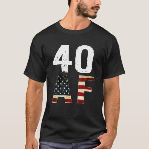 40 AF Vintage 40Th Birthday American Flag T_Shirt