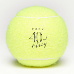 40 and Classy Elegant Script Name 40th Birthday Tennis Balls
