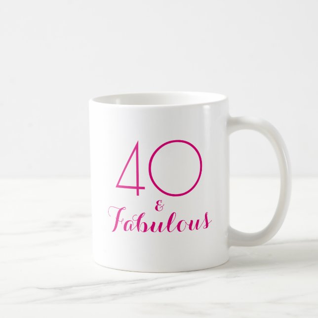 40 and Fabulous 40th Birthday Gift Mug Pink (Right)