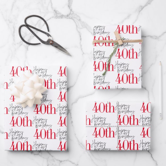  40 and Fabulous 40th Birthday Gift   Wrapping Paper Sheets (Front)