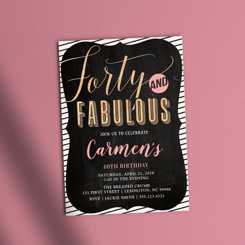 40 and Fabulous 40th Birthday Party Invitation